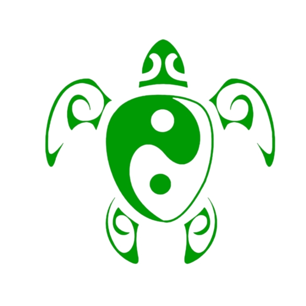 Green lucky Ying yang Turtle 6Hx5.5W Premium permanent vinyl decal